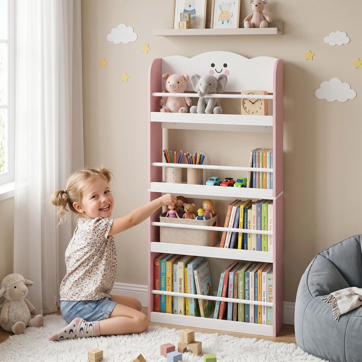 KINDERBÜCHERREGAL MDF Kiefer Rosa - Rosa, Holzwerkstoff (15/120.5/60cm) - AIYAPLAY