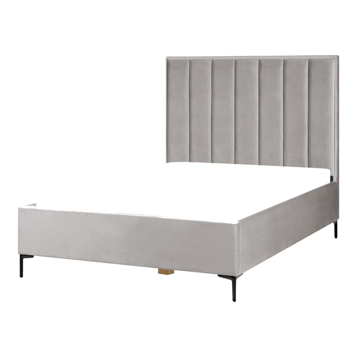 POLSTERBETT 140x200 cm Grau Sezanne - Hellgrau, Textil (140/200cm) - Beliani