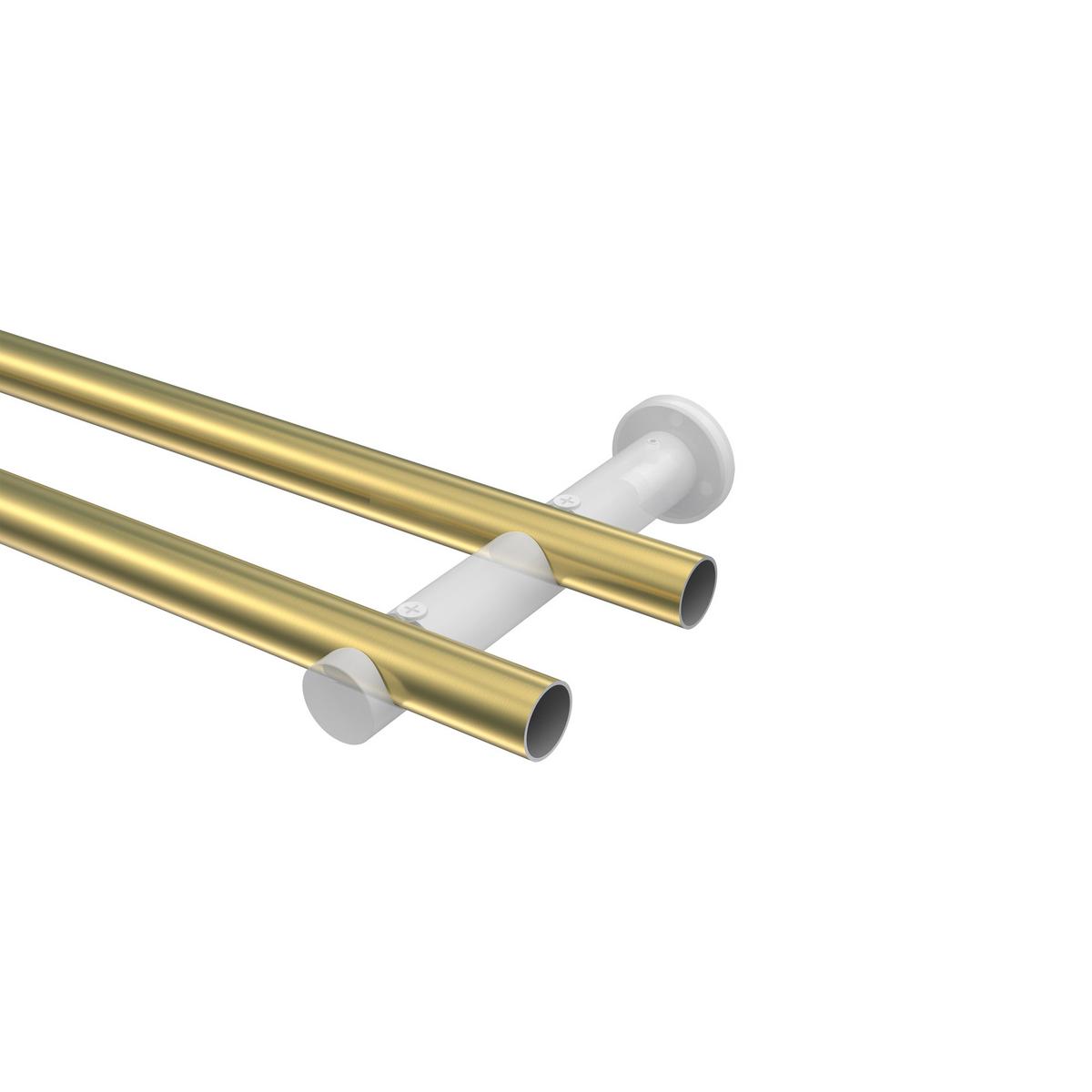 GARDINENSTANGE Platon Elanto 600 cm (geteilt in 3 x 200 cm), 2-läufig (ohne Ringe), 20 mm Ø Messing-Optik - Messingfarben, Metall (600cm) - INTERDECO