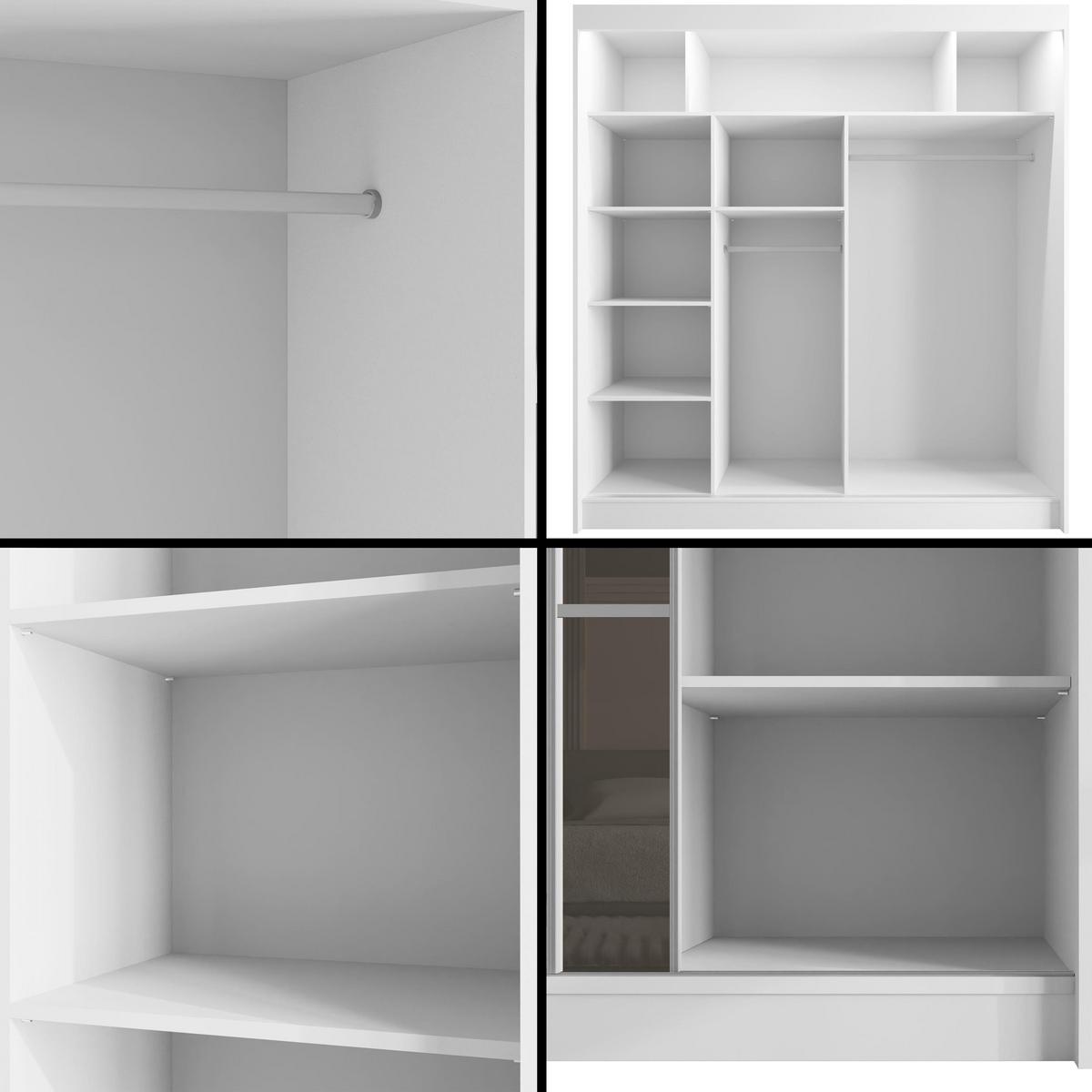 KLEIDERSCHRANK PEKA III mit LED - 200 cm - Weiß|Grau - Weiß/Grau, Holzwerkstoff (200/215/61cm) - ALTDECOR