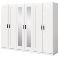 KLEIDERSCHRANK in weiß 240 x 194 cm skandinavisch, Drehtürenschrank 6-türig mit Spiegel - Schwarz/Weiß, Glas/Holzwerkstoff (240/194/56cm) - Inn.Furn