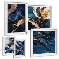 BILDER SET 5er Set - 50x50 cm & 20x30 cm & 40x60 cm Weißer Rahmen - Abstrakte, elegante Muster - Weiß, Kunststoff (40/60cm) - TULUP