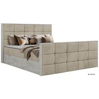 BOXBETT ALNOR DUO 140/200 - Beige Velvet - Topper Visco - H4 - Beige/Schwarz, Kunststoff/Textil (140/200cm) - MKS