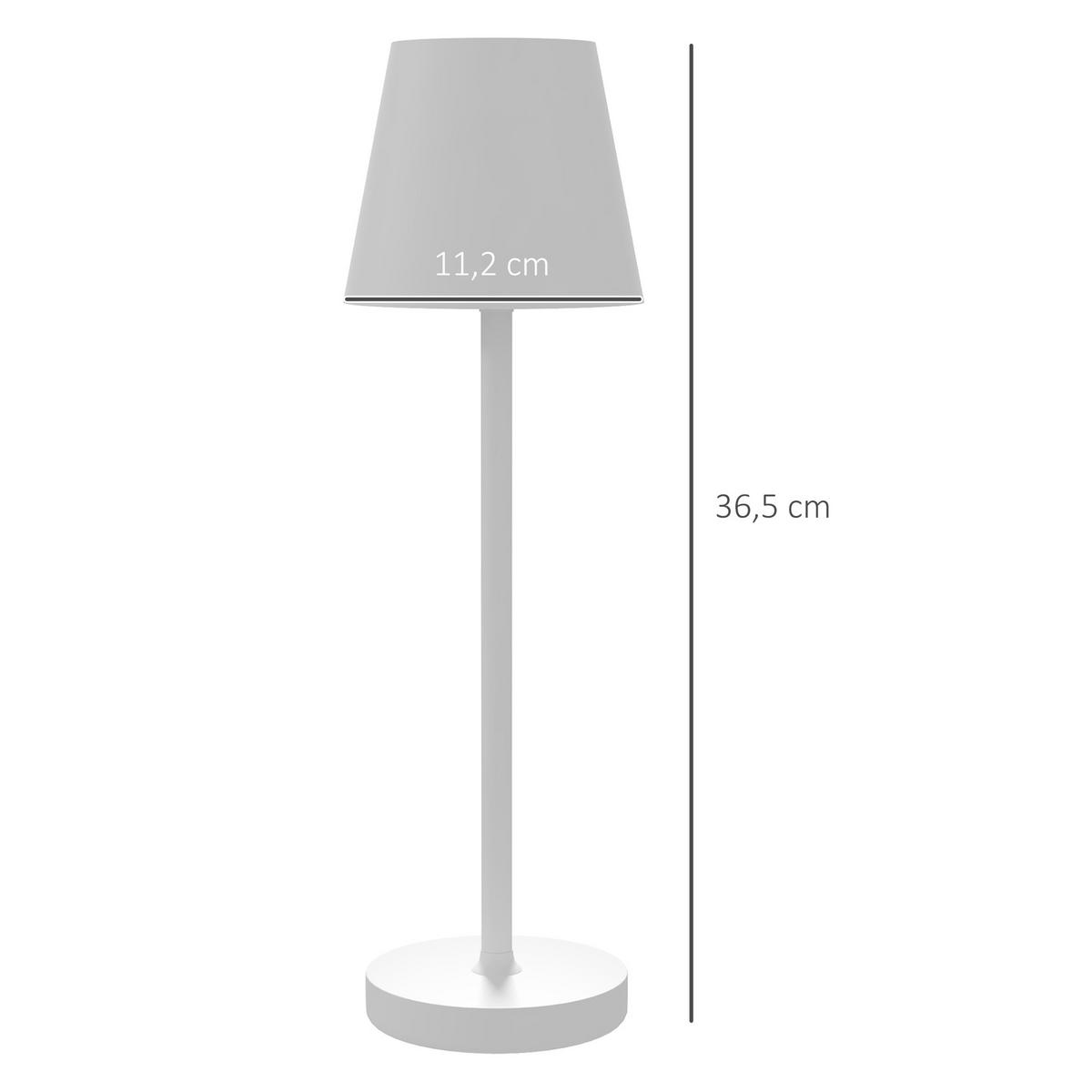 TISCHLAMPE Aufladbare USB Tischleuchte mit 3 Lichtfarben für Wohnzimmer Weiß - Weiß, Metall (11.2/11.2/36.5cm) - HOMCOM