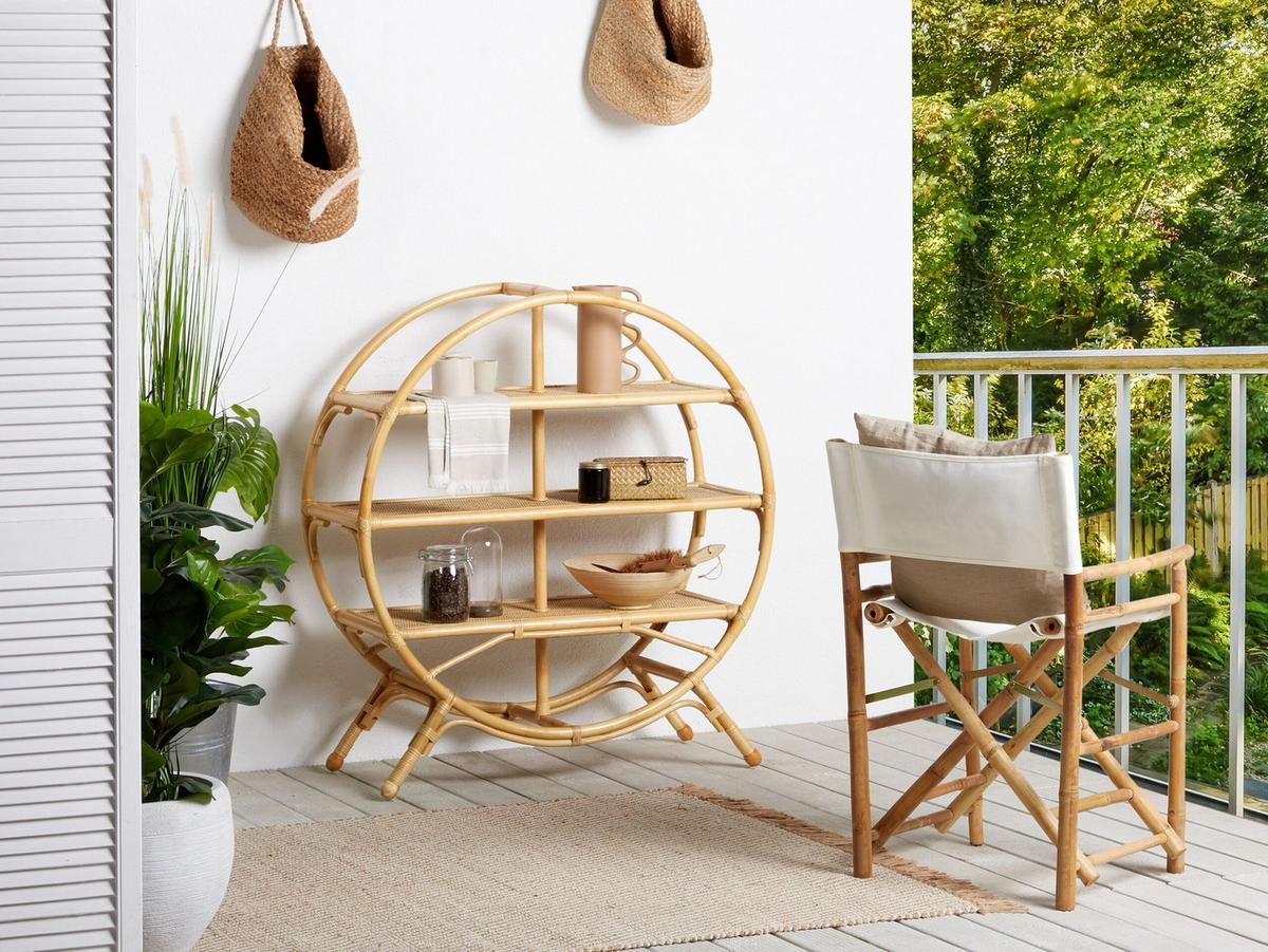 REGAL 3 Fächer Tuvalu II - Naturfarben, Naturmaterialien (100/109/42cm) - Beliani