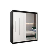 SCHWEBETÜRENSCHRANK 200/180/62 2-türig - Silberfarben/Schwarz, Holz/Kunststoff (180/200/62cm) - Abiks Möbel