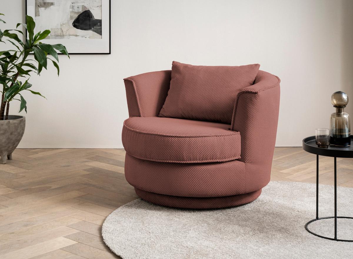 DREHSESSEL terracotta Web-Velours, Sessel 360° drehbar inklusive Kissen - Terracotta, Kunststoff/Textil (95/77/95cm)