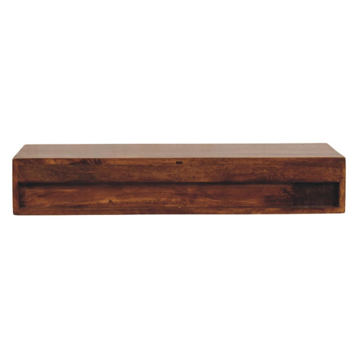 KONSOLE Lunar Kastanie Wandmontiert, 2 Schubladen, Dunkelbraun - Dunkelbraun/Messingfarben, Holz/Metall (88/15/32cm) - Artisan Furniture