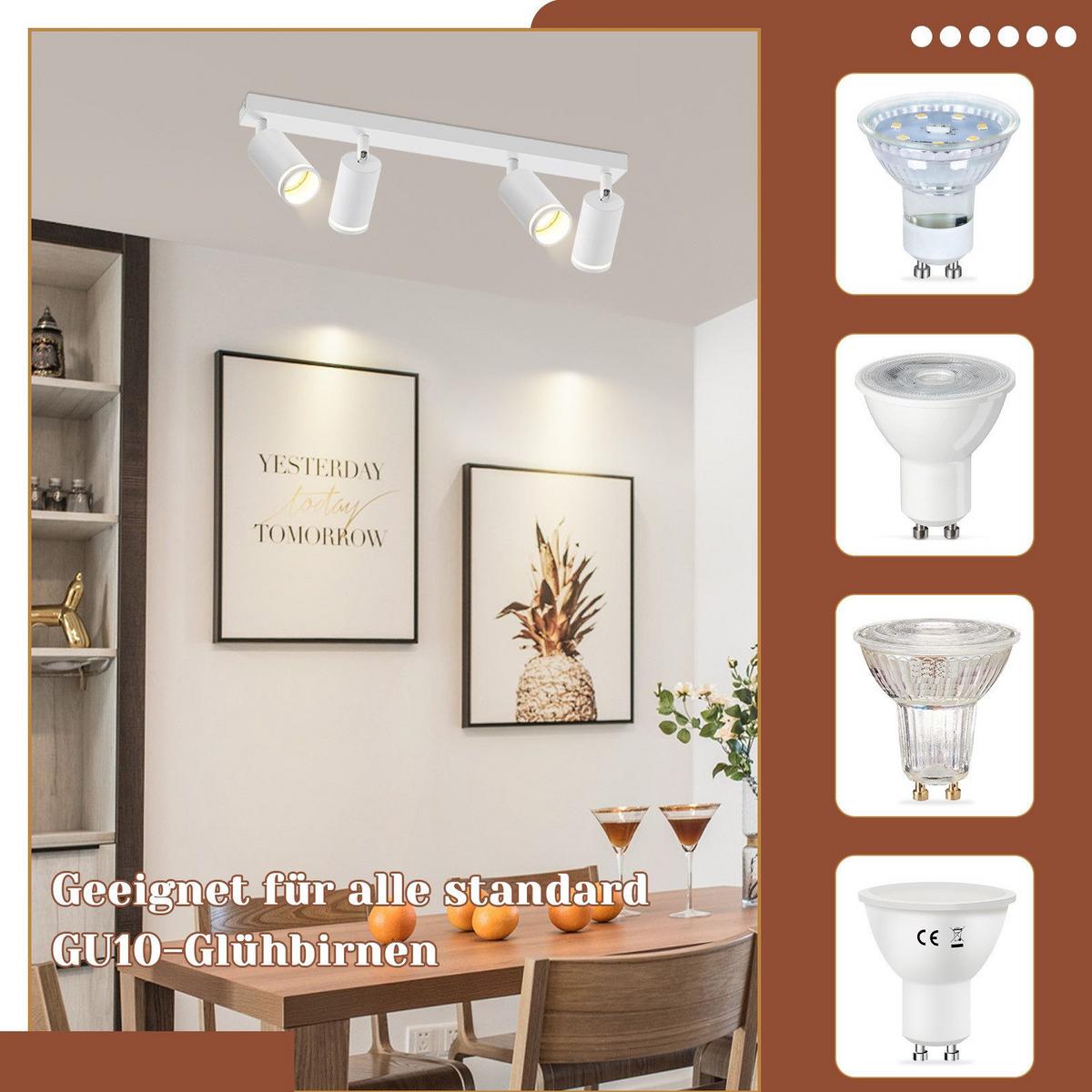 DECKENSTRAHLER Achim 4-flammig 58/5/17 cm - Weiß, Metall (58/5/17cm) - Nettlife