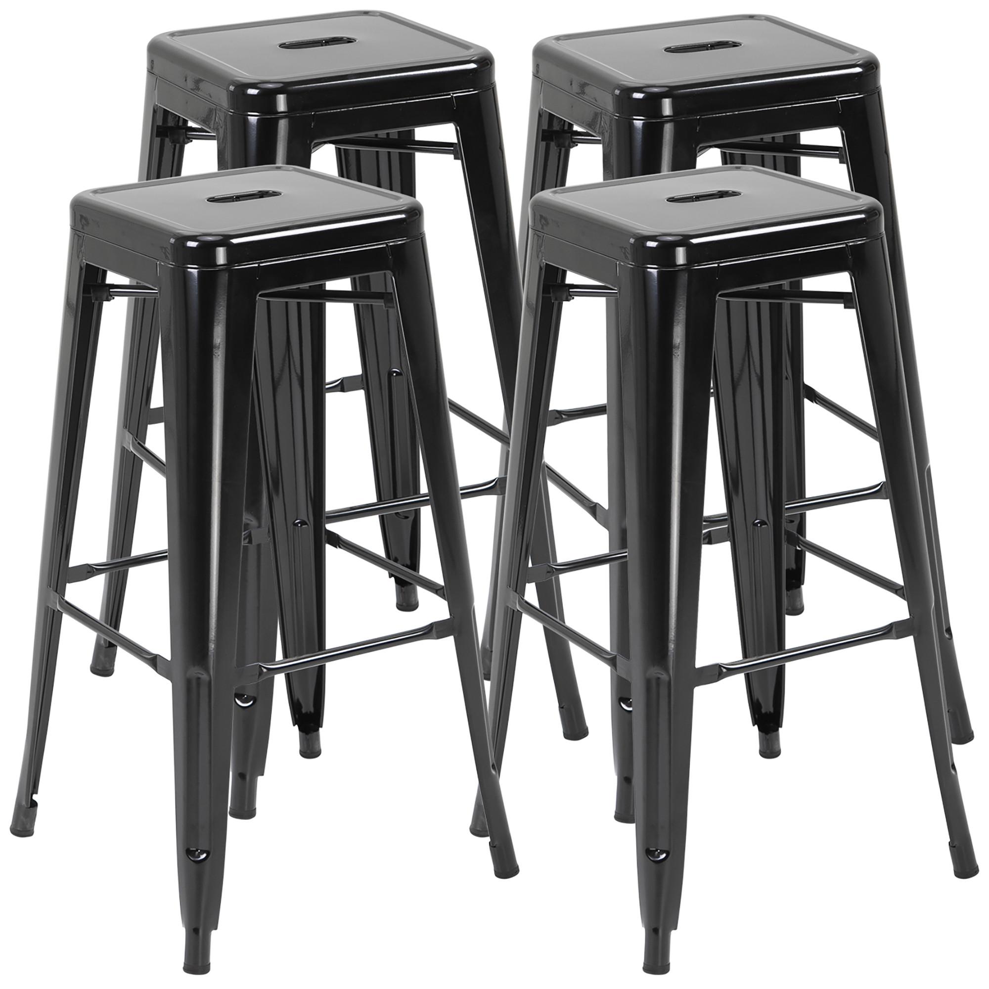 BARHOCKER Metall Schwarz - Schwarz, Metall (43/76/43cm) - HOMCOM