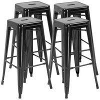 BARHOCKER Metall Schwarz - Schwarz, Metall (43/76/43cm) - HOMCOM