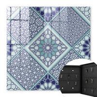 SCHLÜSSELBOX Schwarz 30x30 cm- Türöffnung nach rechts - Geometrisches Muster - Blau, Metall (30/30/5cm) - TULUP