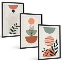 BILDER SET 3er Set - 40x60 cm Schwarzer Rahmen - Moderne Pflanzenmotive - Schwarz, Kunststoff (40/60cm) - TULUP