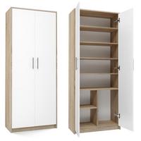 STANDREGAL OLIV mit Türen und 8 Fächern - Weiß/Sonoma Eiche, Holzwerkstoff (74/180/35cm) - RAUMHIRSCH FURNITURE