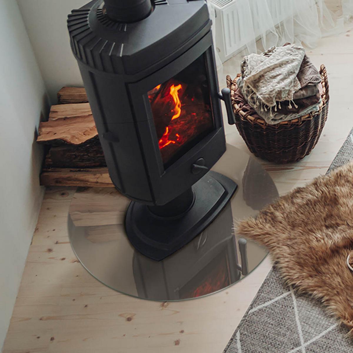 GLASPLATTE für Kamin Ø 60 cm - Braun, Glas (60/60/0.4cm) - TULUP