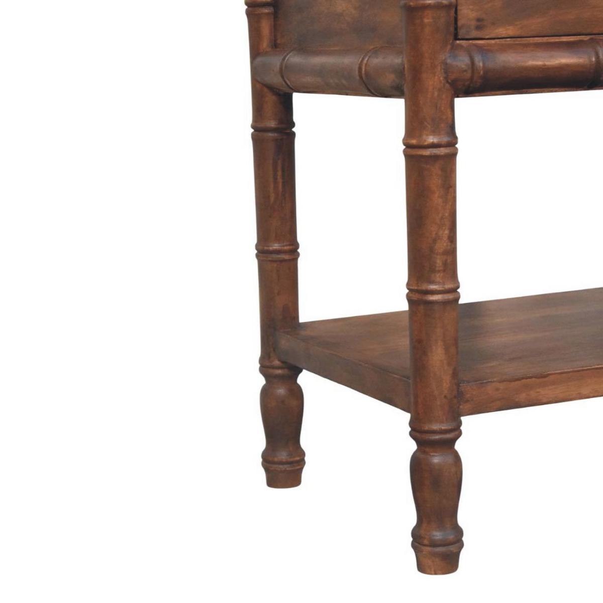 NACHTKASTEN Bambus Geschnitzt, 1 Schublade und Offenes Regal, Dunkelbraun - Dunkelbraun/Messingfarben, Holz/Metall (45/60/36cm) - Artisan Furniture