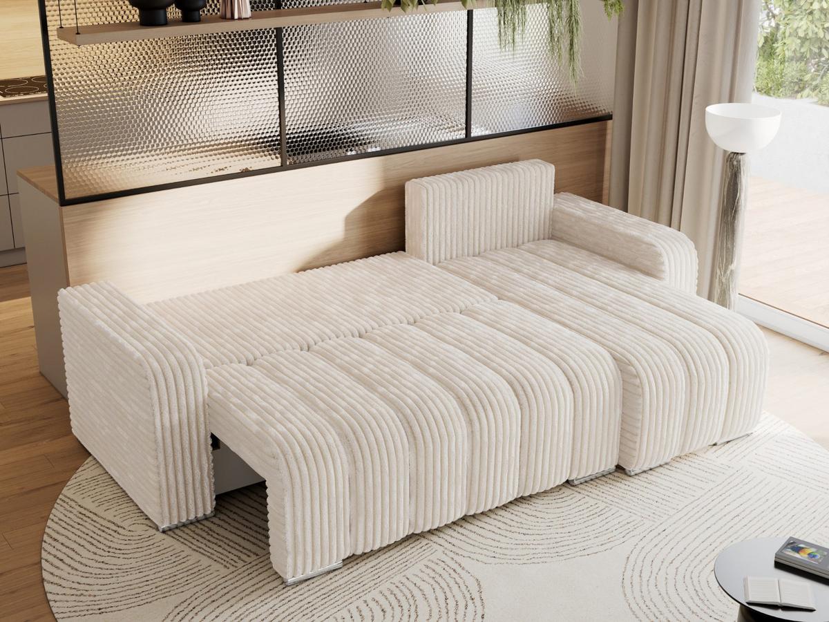 ECKSOFA KIRASSO L Beige Cord - Beige/Grau, Textil (245/147cm) - MKS