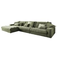 ECKSOFA XL LANA Grün Cord - Schwarz/Olivgrün, Textil (416/205cm) - KAWOLA