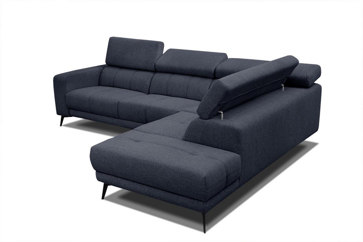 ECKSOFA MORELLO 5-Sitzer, dunkelblau - Schwarz/Dunkelblau, Holzwerkstoff/Textil (287/228cm) - Wozimo