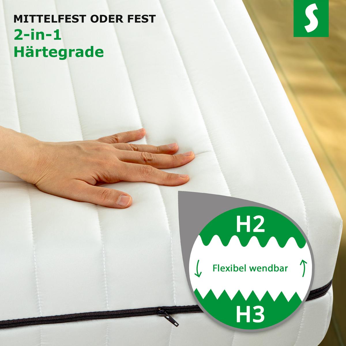 KALTSCHAUMMATRATZE – Wendematratze H2/H3 mit abnehmbarem Bezug 100x200 cm - Weiß, Textil (100/200cm) - Schlaftroll