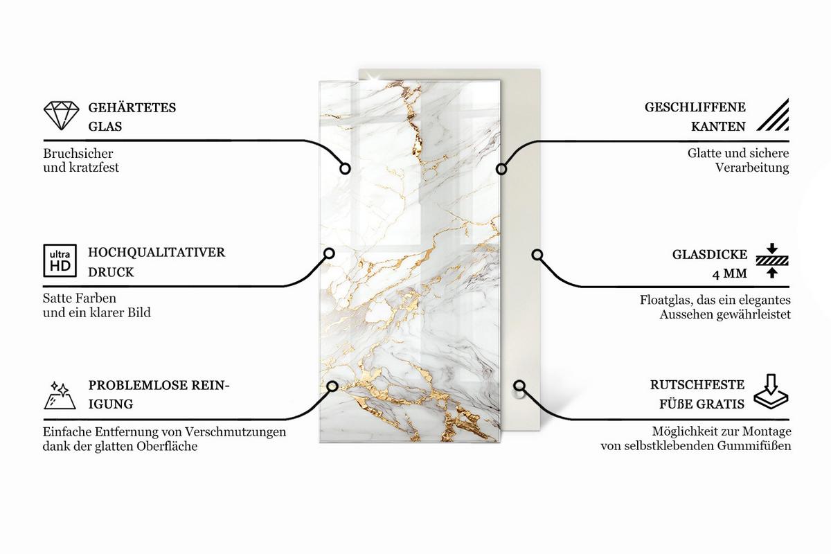 TISCHPLATTE 120x60 cm Marmorstrukturmuster - Creme, Glas (0.4/120/60cm) - TULUP