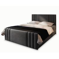 BOXBETT KANES 160x200 cm mit Matratze und Topper - Grau - Grau, Holz (160/200cm) - MASSENO