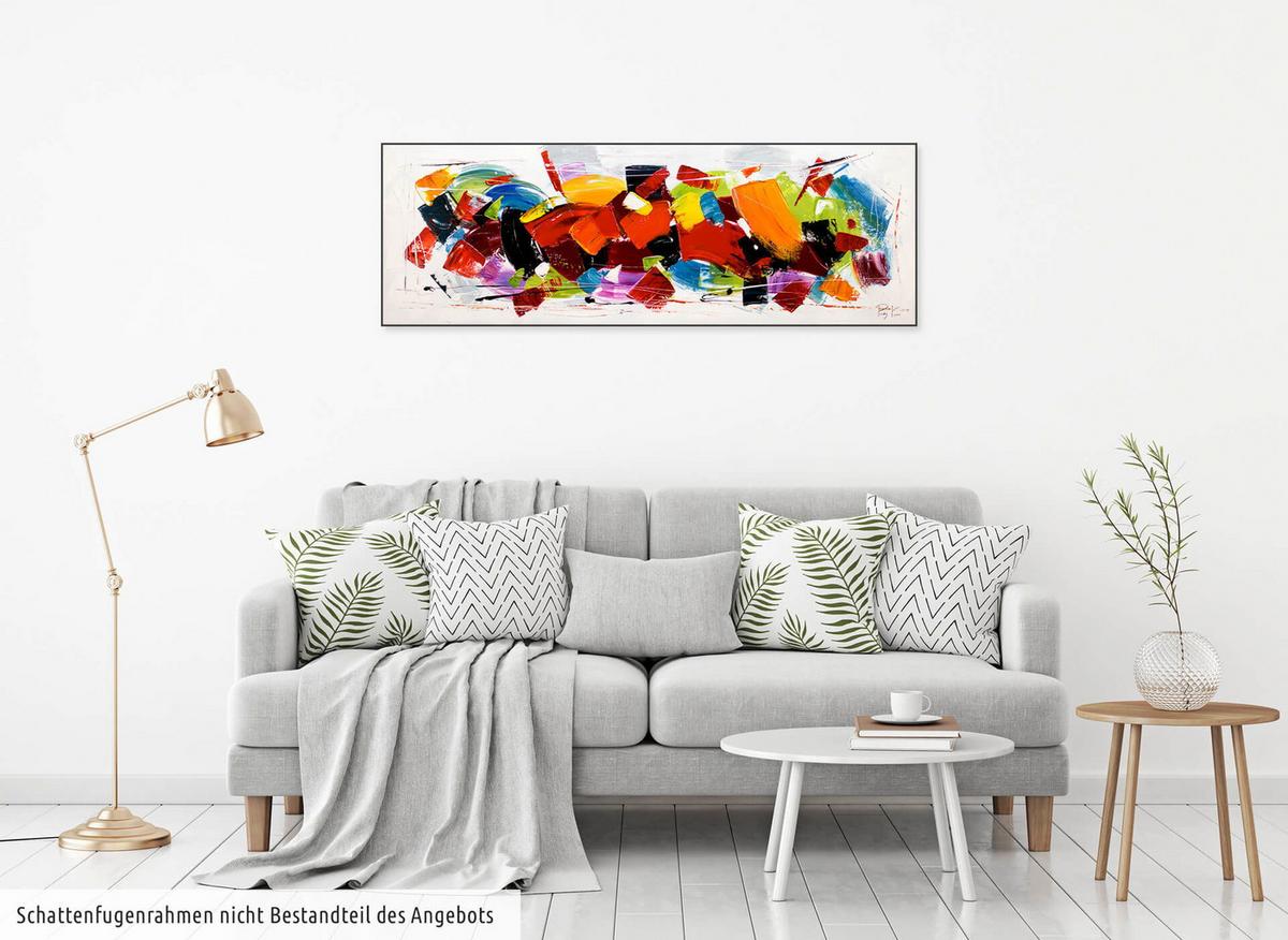 ÖLGEMÄLDE 150/50 cm - Blau/Gelb, Holz/Textil (150/50cm) - KUNSTLOFT