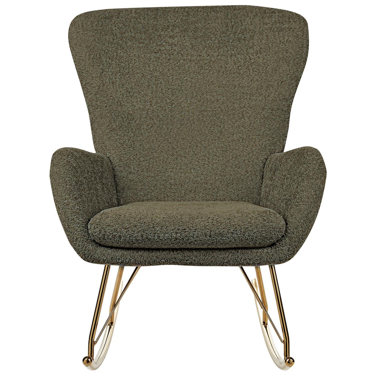 SCHAUKELSESSEL Bouclé Dunkelgrün Anaset - Goldfarben/Grün, Textil (74/99/99cm) - Beliani