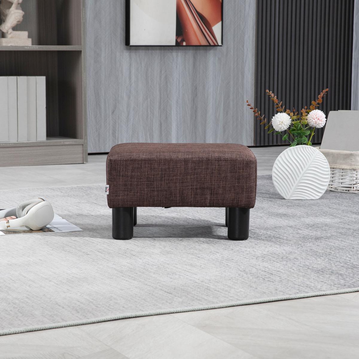 FUSSHOCKER, Sitzhocker, Rechteckiger Ottoman, Fußstütze aus Leinen, Braun - Braun, Textil (30/24/40cm) - HOMCOM