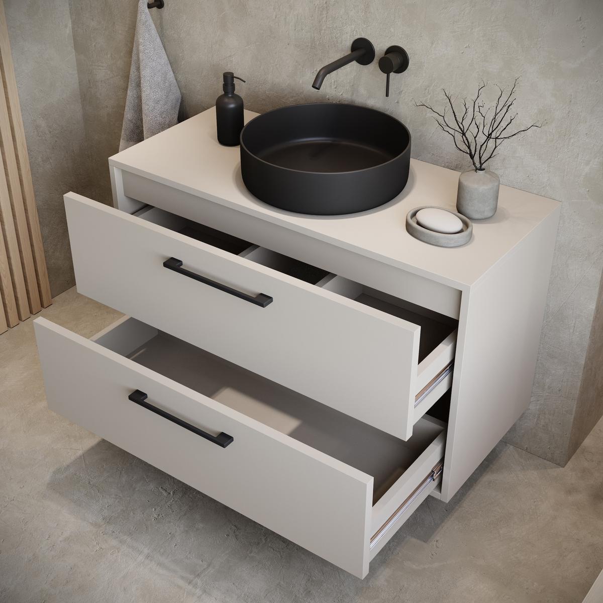 WASCHBECKENUNTERSCHRANK Florence 2 Schubladen Cashmere - 80 x 46 x 46 cm - Kaschmir, Holz (80/46/46cm) - Badplaats