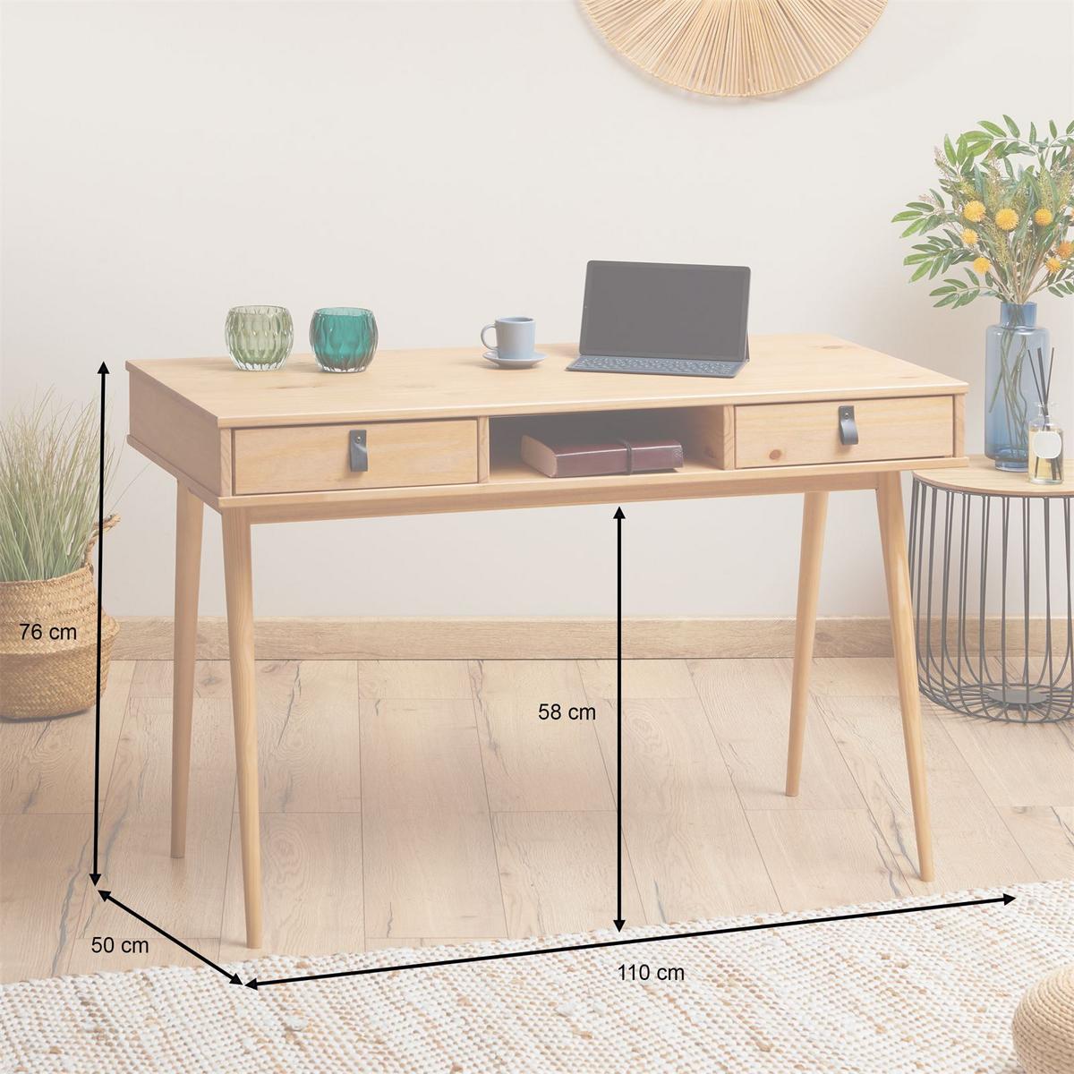 SCHREIBTISCH KIM - Braun, Holz (50/110/76cm) - IDIMEX