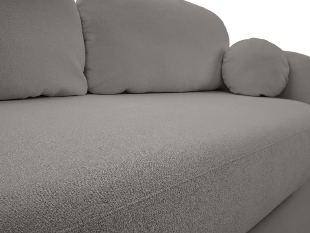 BETTSOFA AMICO Grau Bucle-Stoff mit Schlaffunktion - Grau, Holz (238/86.5/101cm) - MASSENO