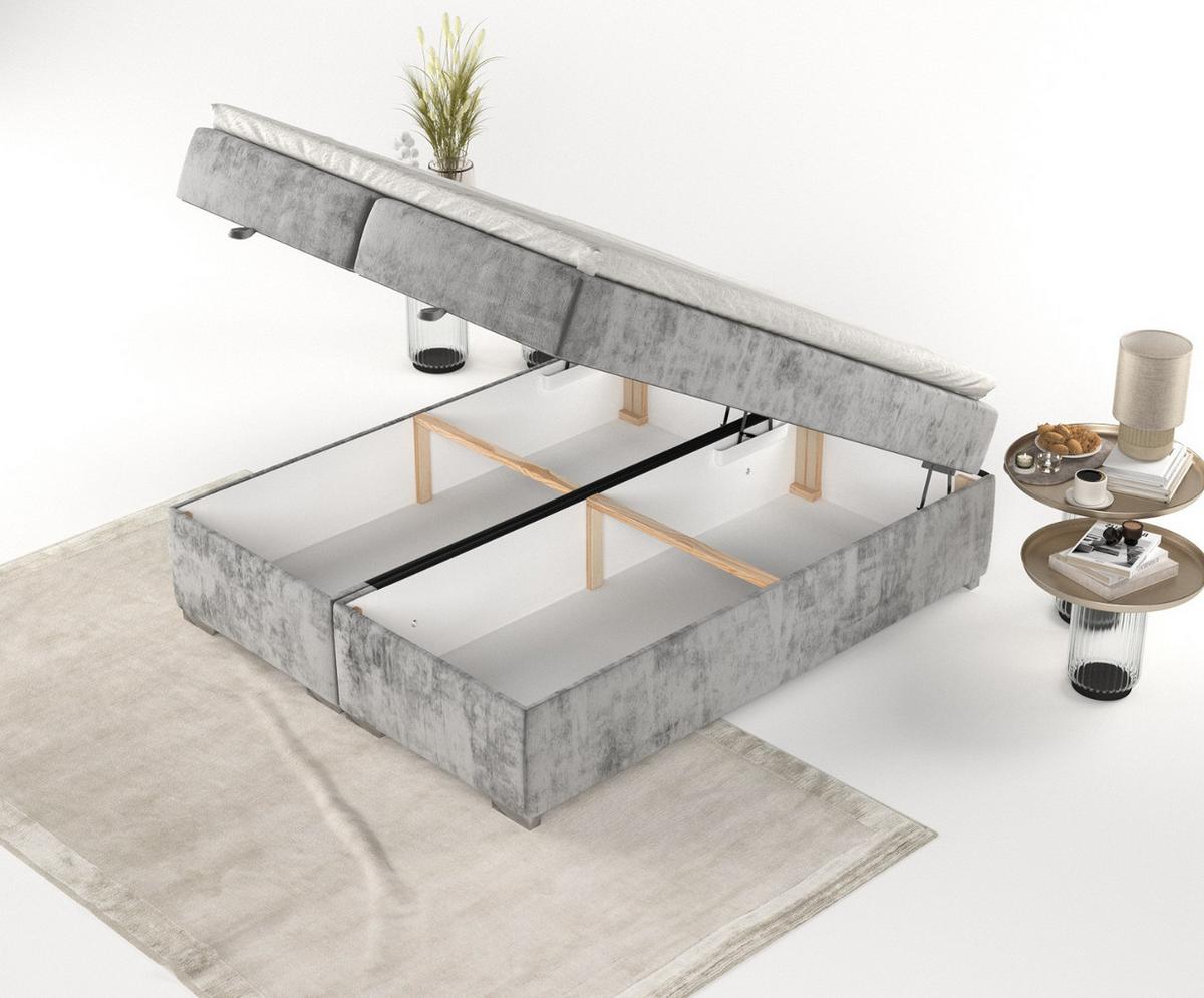 BOXBETT Reto 180/200 cm Grau im Lotta Stoff - Chromfarben/Grau, Holz/Holzwerkstoff (180/200cm) - AltaBeds