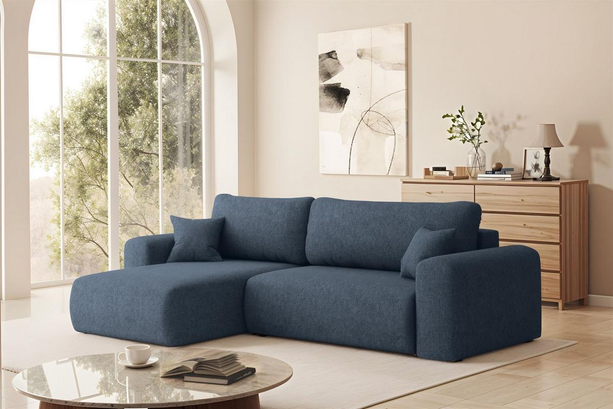 ECKSOFA Flora In Verita - Dunkelblau, Holzwerkstoff/Textil (145/272cm) - Fun Möbel
