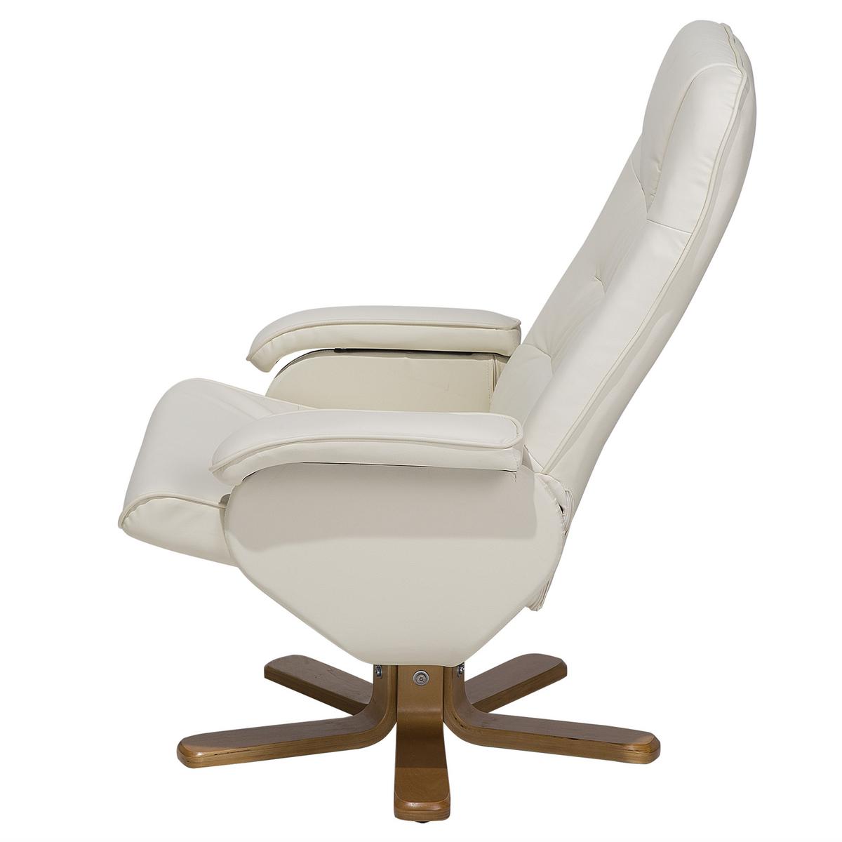 MASSAGESESSEL mit Fußhocker Kunstleder Beige Relaxpro - Beige, Holz/Textil (70/98/50cm) - Beliani