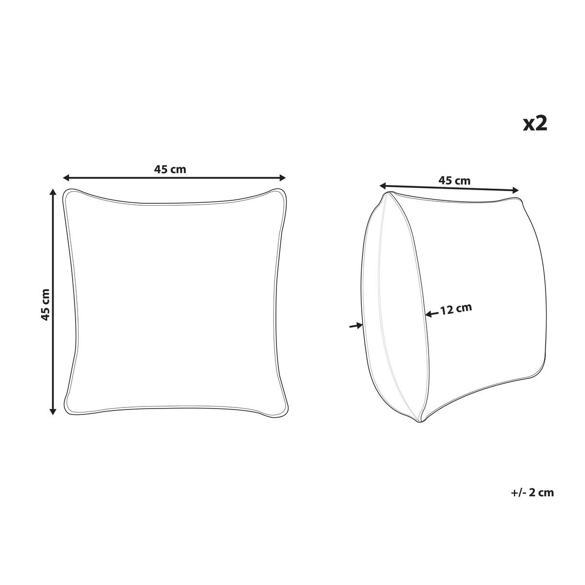 DEKOKISSEN 2er-Set Mintgrün 45/45 cm Sebrine - Weiß/Braun, Textil (45/45cm) - Beliani