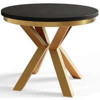 ESSZIMMERTISCH LOFT, ausziehbarer Tisch 120 cm/200 cm, Farbe: Schwarz, mit Metallbeinen in Farbe Gold - Goldfarben/Schwarz, Holzwerkstoff (120/120/76cm) - Alpi-Möbel