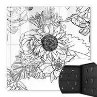 SCHLÜSSELBOX Schwarz 30x30 cm- Türöffnung nach rechts - Schwarz-weiße Blüten - Multicolor, Metall (30/30/5cm) - TULUP