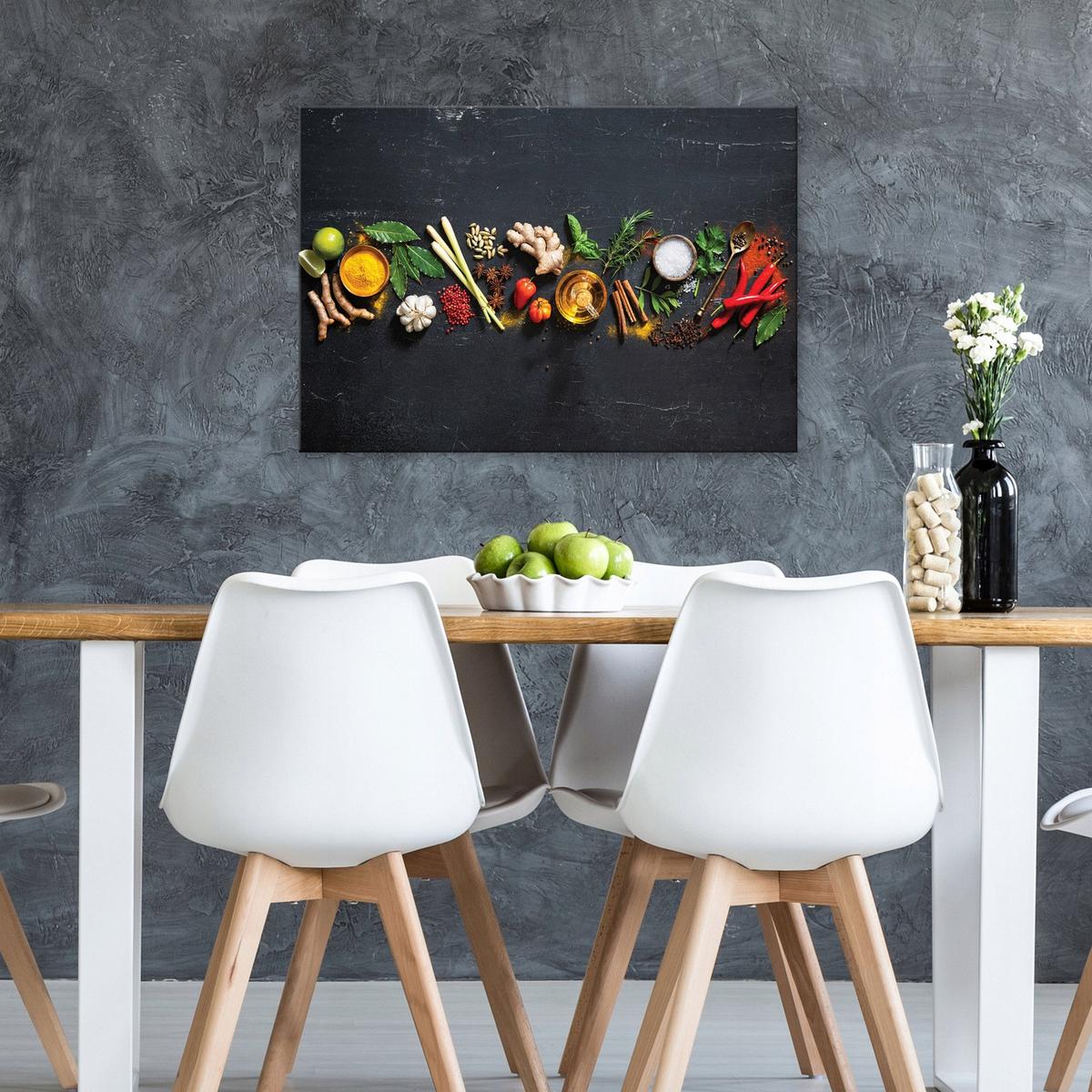 LEINWANDBILD Küche Gewürze Bilder 100x70 - Multicolor, Holzwerkstoff (100/70cm) - Wallarena