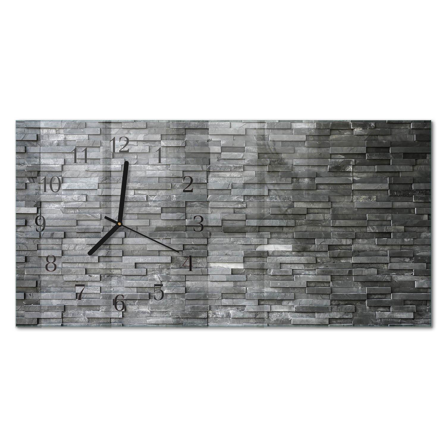 WANDUHR aus Glas 60x30 cm - Steinstruktur - Grau, Glas (60/30/0.4cm) - TULUP