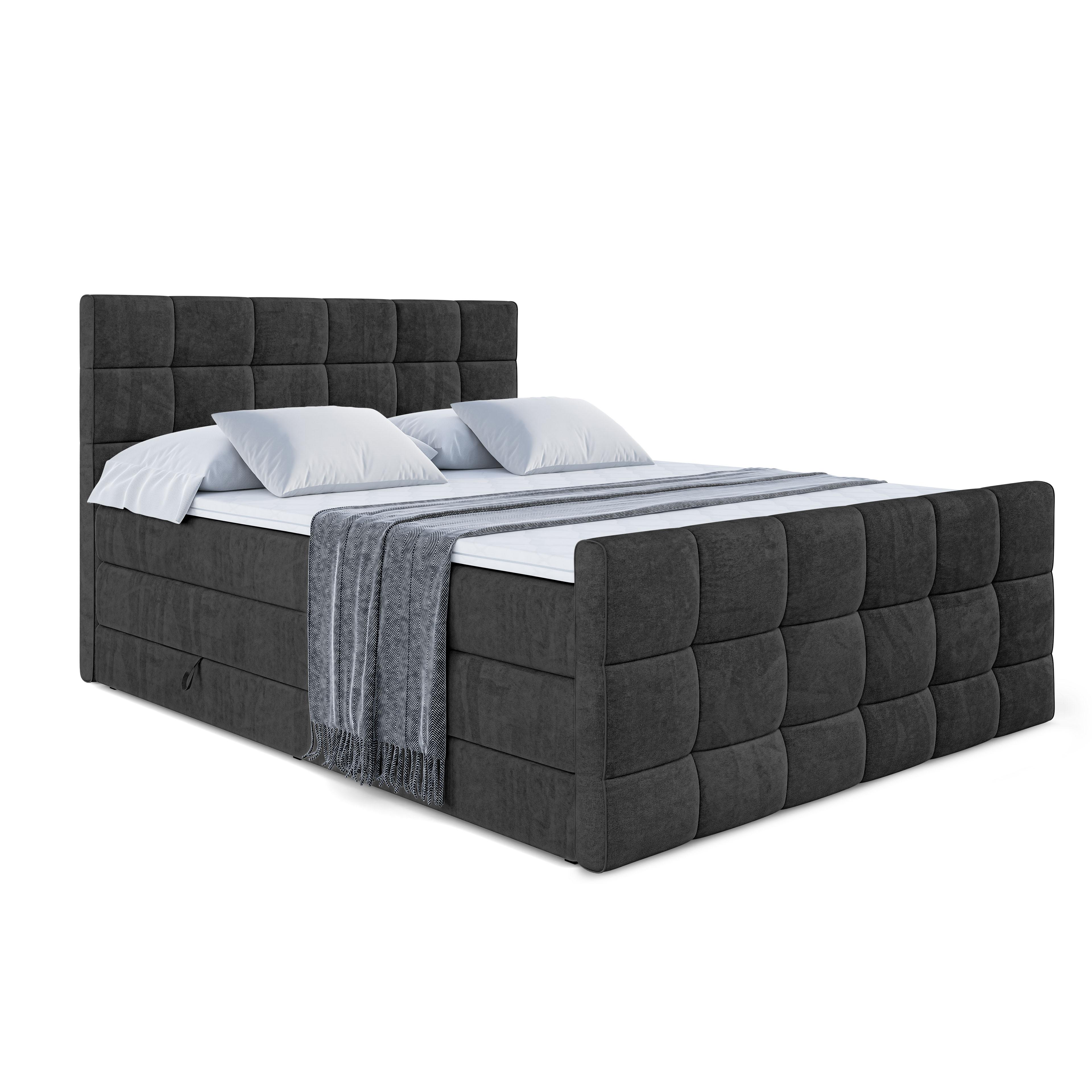 BOXSPRINGBETT APO-Z KING - 140 x 200 - H3/H4 - Schwarz - Schwarz, Holzwerkstoff (140/200cm) - ALTDECOR