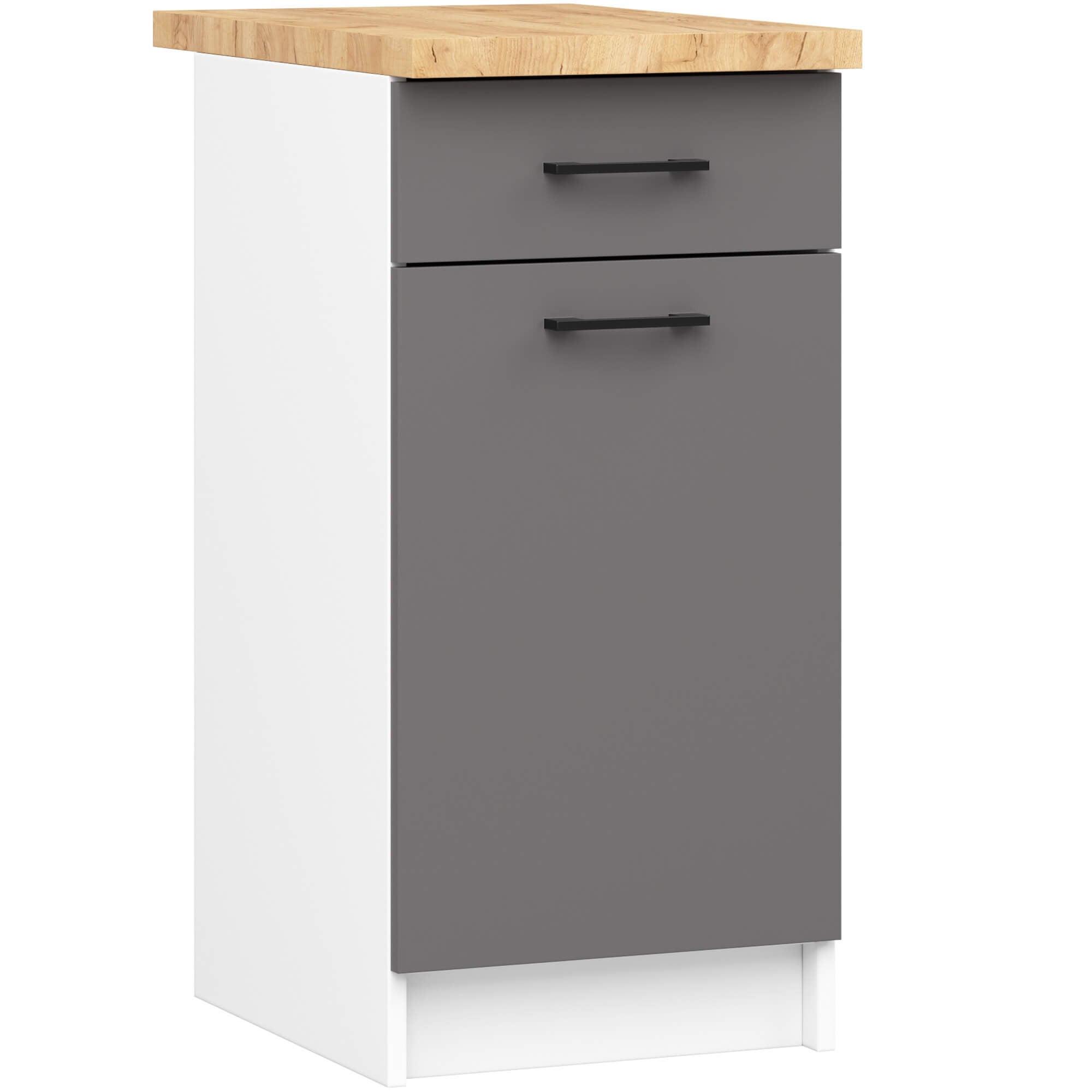 UNTERSCHRANK Weiß, Graphit Grau 85/40/46 - Dunkelgrau/Weiß, Holzwerkstoff (40/85/46cm) - RAUMHIRSCH FURNITURE