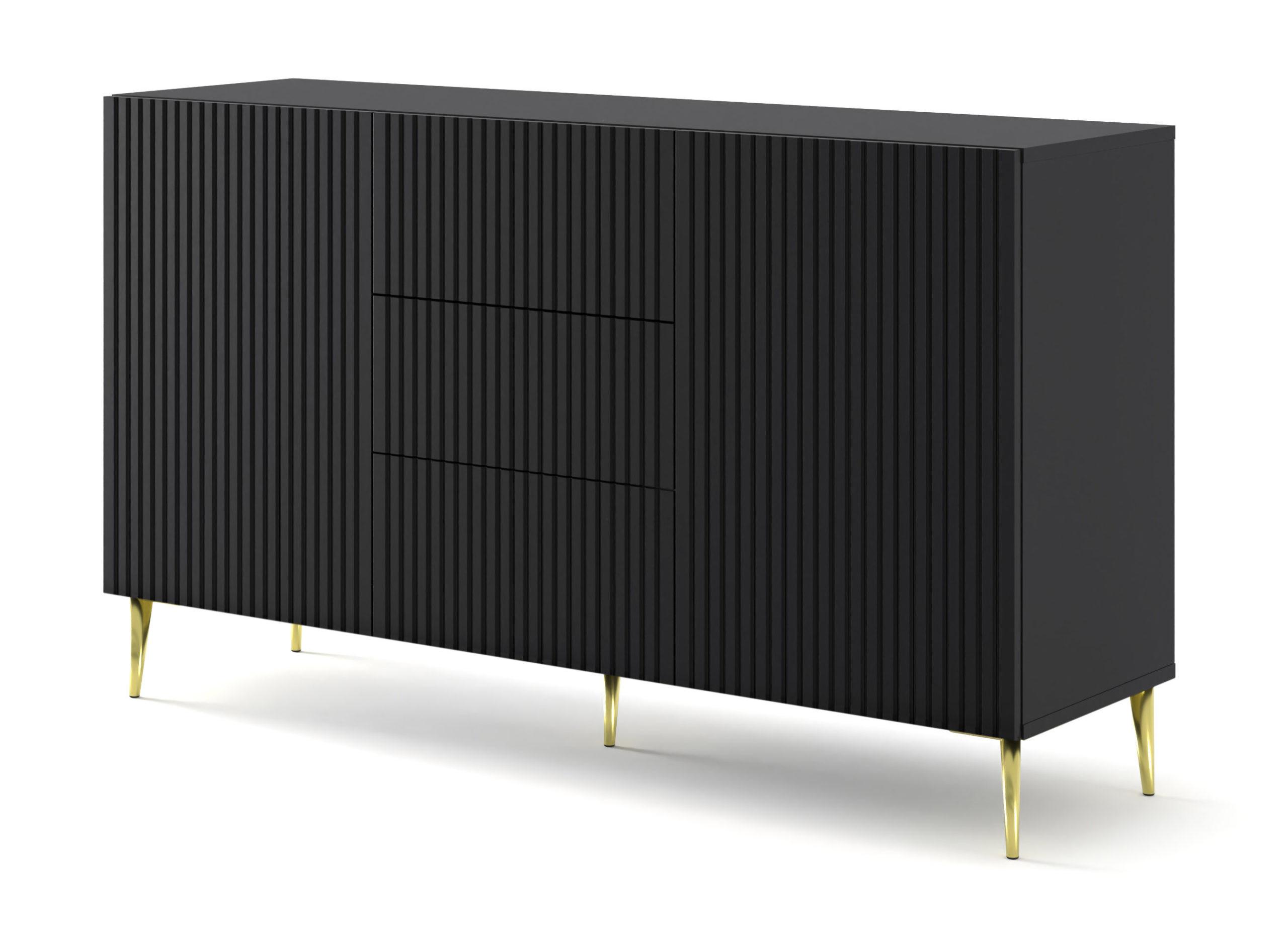 KOMMODE Schwarz, Schwarz, Gold 150/87/42 - Schwarz, Holzwerkstoff (150/87/42cm) - RAUMHIRSCH FURNITURE
