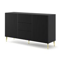 KOMMODE Schwarz, Schwarz, Gold 150/87/42 - Schwarz, Holzwerkstoff (150/87/42cm) - RAUMHIRSCH FURNITURE