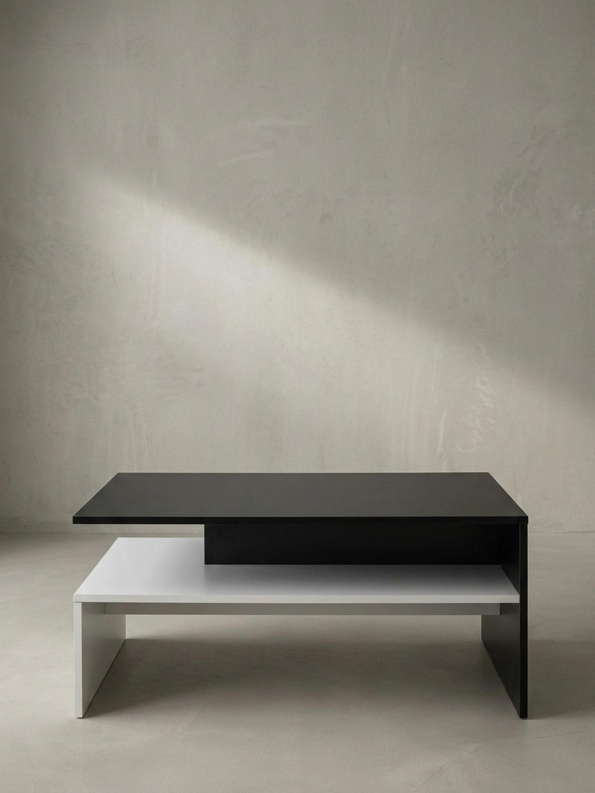 COUCHTISCH Zweifarbig Schwarz Weiß, 90x60 cm, Melaminharzbeschichtet - Weiß, Holz (60/90/43cm) - KADIMA DESIGN
