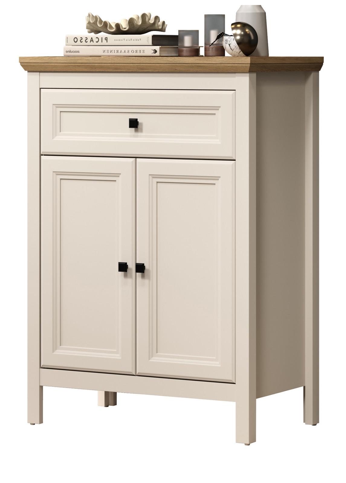 FLURKOMMODE Kaschmir, Stein Eiche Landhaus 70 x 98 cm, Schuhschrank mit Soft-Close - Kaschmir/Eichefarben, Holzwerkstoff/Kunststoff (70/98/41cm) - Top.Furn