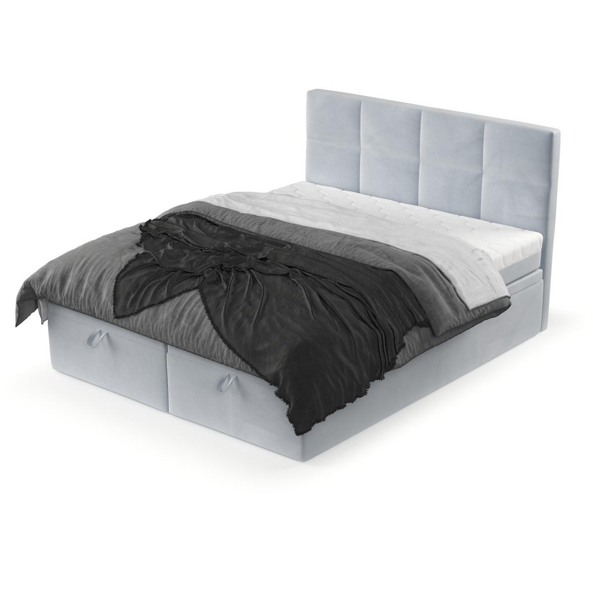 BOXBETT Tessa 140/200 cm Hellgrau im Paros Stoff - Hellgrau/Schwarz, Holz/Holzwerkstoff (140/200cm) - AltaBeds
