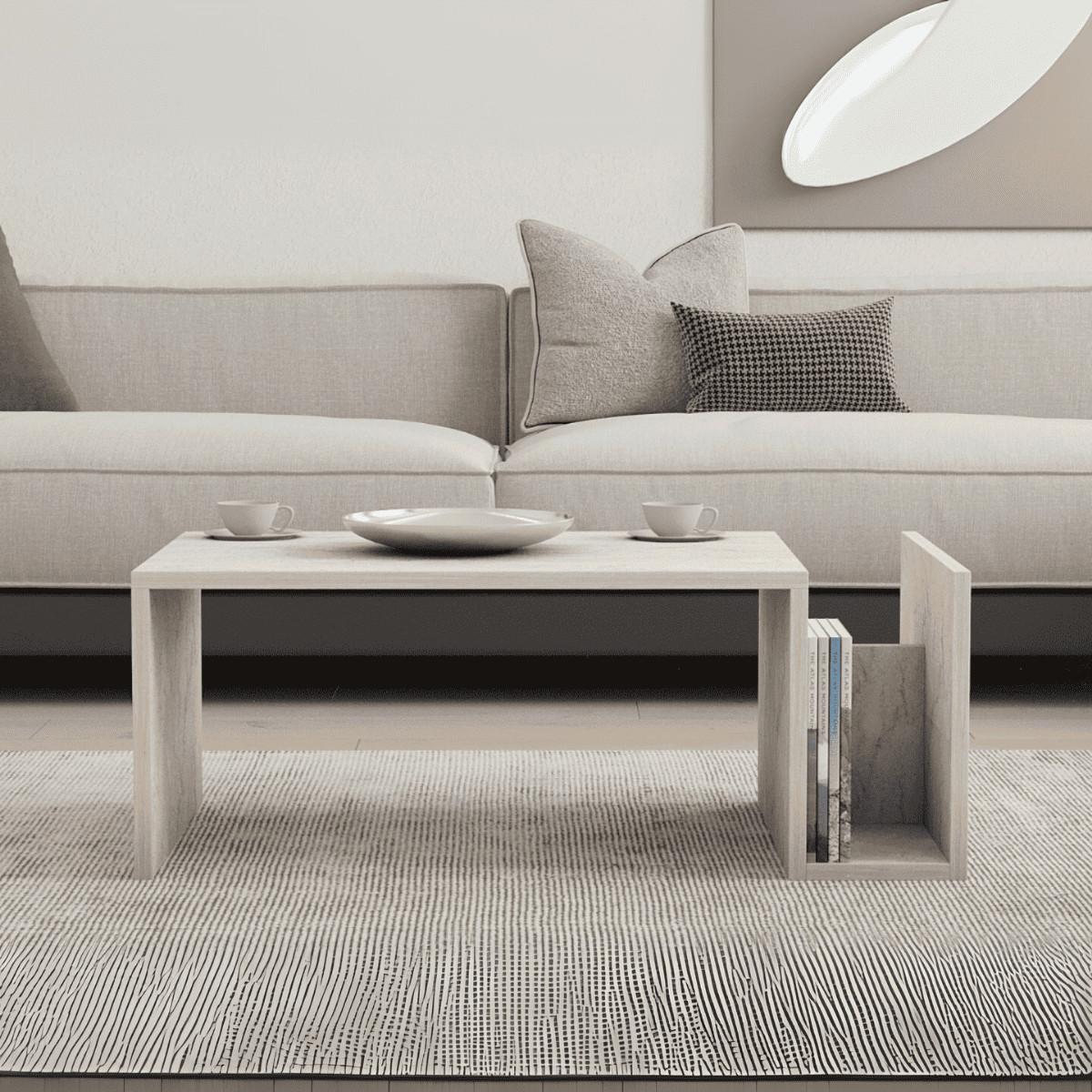 COUCHTISCH - memo 86,8/50/32,4 cm - Beige, Holzwerkstoff (76/76/5cm) - Calicosy