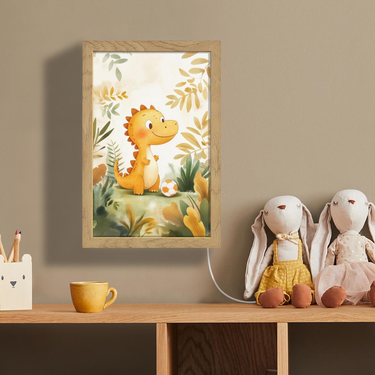 WANDLEUCHTE Dino - Fußball - Orange 20x30 cm - Beige, Holzwerkstoff (20/30/8cm) - OnlyWow