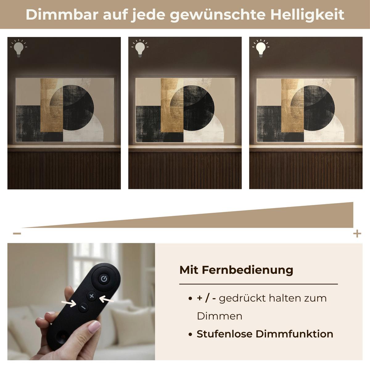 WANDLEUCHTE MIT AKKU Abstrakt - Modern - Schwarz - Gold 60x40 cm - Sandfarben, Holzwerkstoff (60/40/8cm) - OnlyWow